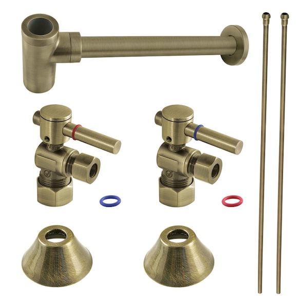 Plumbing Sink Trim Kit with Bottle Trap, Antique Brass